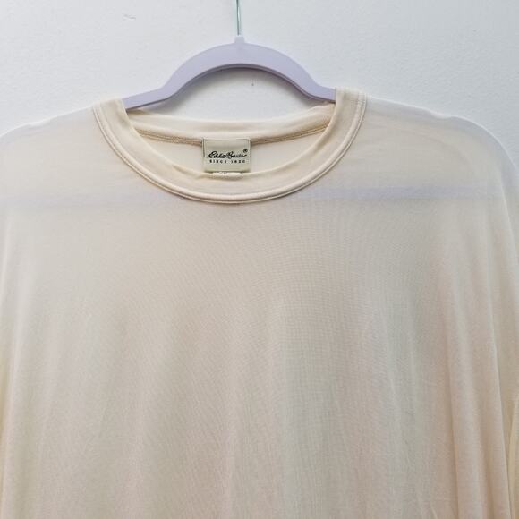 Vintage 90s Eddie Bauer 100% Silk Long Sleeve Base Layer Tee Shirt Cream Mens XL - Picture 4 of 9